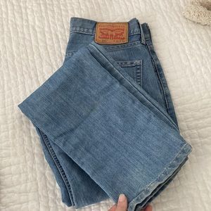 Levi jeans! Worn as high waisted with a belt